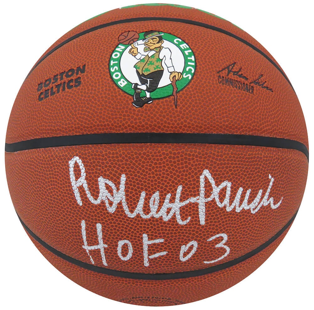 Robert Parish Signed Boston Celtics NBA Basketball HOF 03 COA: Robert Parish Signed Boston Celtics NBA Basketball HOF 03 COA This Robert Parish signed Wilson Boston Celtics logo NBA basketball is a must-have for any basketball fan. Featuring the iconic Boston Cel
