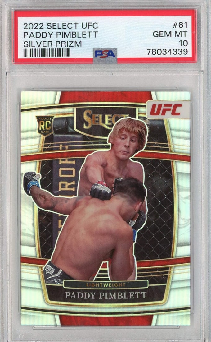 2022 Select UFC Paddy Pimblett #61 Silver Prizm RC PSA 10 Graded Card (1 of 2)