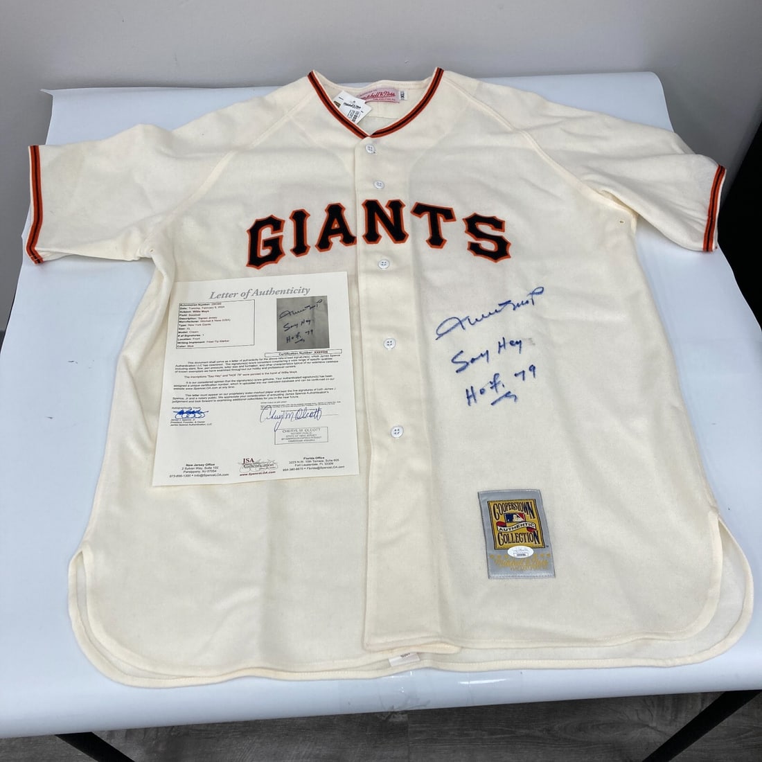 Willie Mays Signed San Francisco Giants Jersey Say Hey HOF 79 JSA COA: Willie Mays Signed San Francisco Giants Jersey Say Hey HOF 79 JSA COA Celebrate the legacy of one of baseball's greatest players with this Willie Mays autographed San Francisco Giants jersey. This top