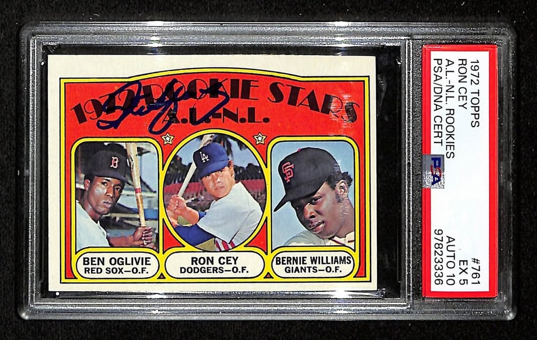 Ron Cey Signed 1972 Topps Rookie Card #761 Dodgers PSA/DNA Auto 10 (1 of 2)