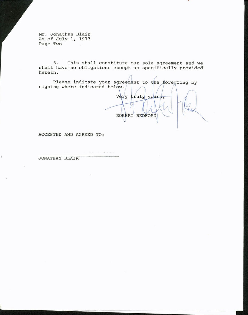 Robert Redford Signed 1977 Royalty Contract PSA/DNA COA #Z92221 (1 of 2)