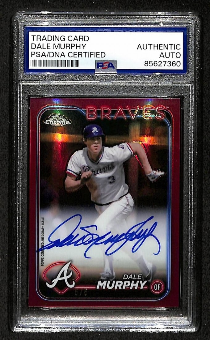 Dale Murphy 2024 Topps Chrome Red Refractor Legends 5 of 5 Signed Card PSA DNA (1 of 1)