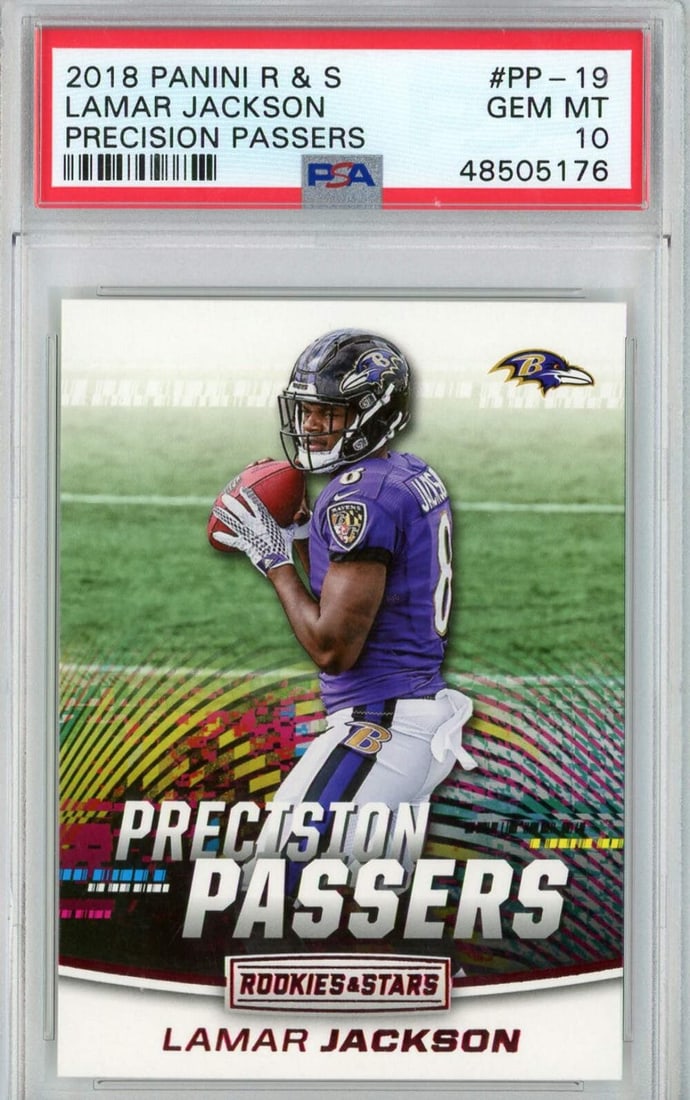 2018 Panini R&S Lamar Jackson #PP19 PSA 10 Precision Passer Football Card (1 of 2)