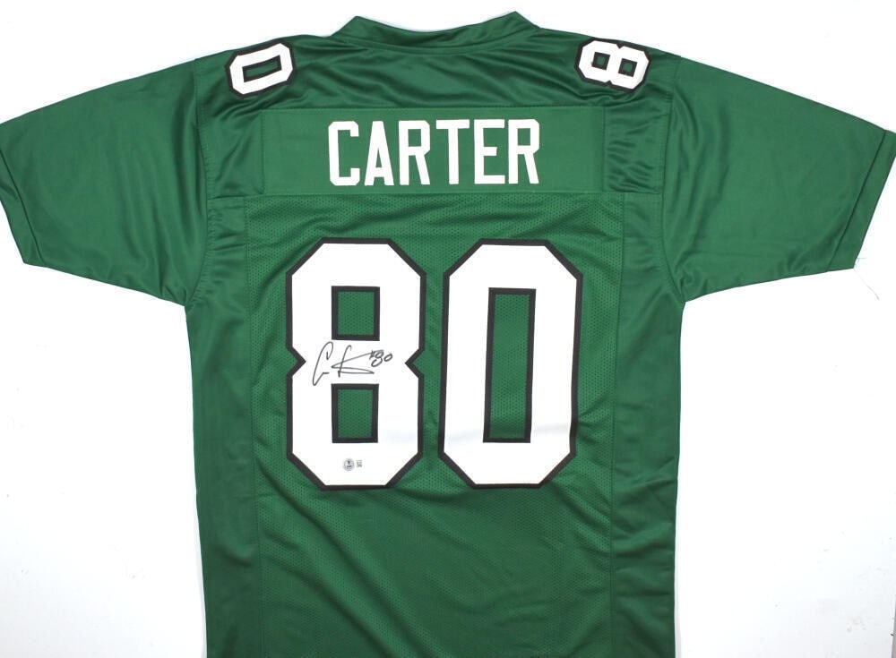 Cris Carter Autographed Philadelphia Eagles Green Jersey Beckett Authenticated (1 of 10)