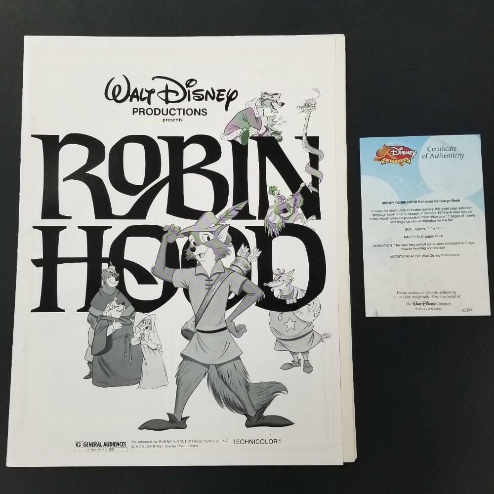 Disney Robin Hood Campaign Book with COA Original Release Collectible: Disney Robin Hood Campaign Book with COA Original Release Collectible This is an original release Disney Robin Hood exhibitor campaign book, featuring sketch content and accompanied by a Disney Certif