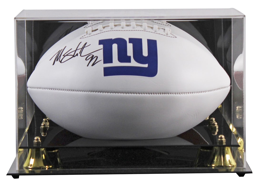 Michael Strahan Signed New York Giants Football with Beckett Authentication: Michael Strahan Signed New York Giants Football with Beckett Authentication Celebrate your passion for football with this authentic Michael Strahan signed Rawlings White Panel Football, beautifully di