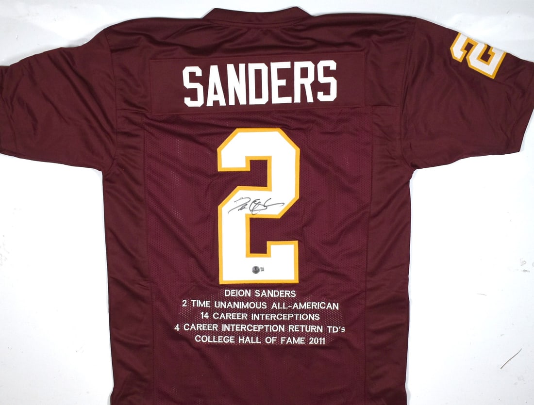 Florida State Maroon Football Jersey Signed by Deion Sanders Beckett Authenticated (1 of 3)