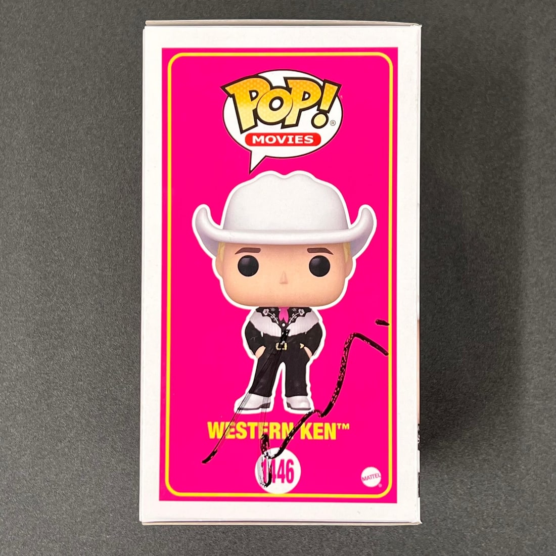 Ryan Gosling Signed Western Ken Funko Pop #1446 PSA/DNA Authentic Collectible: Ryan Gosling Signed Western Ken Funko Pop #1446 PSA/DNA Authentic Collectible This Funko Pop features a signed autograph by Ryan Gosling, who portrayed Western Ken in the Barbie Movie 2. The signature
