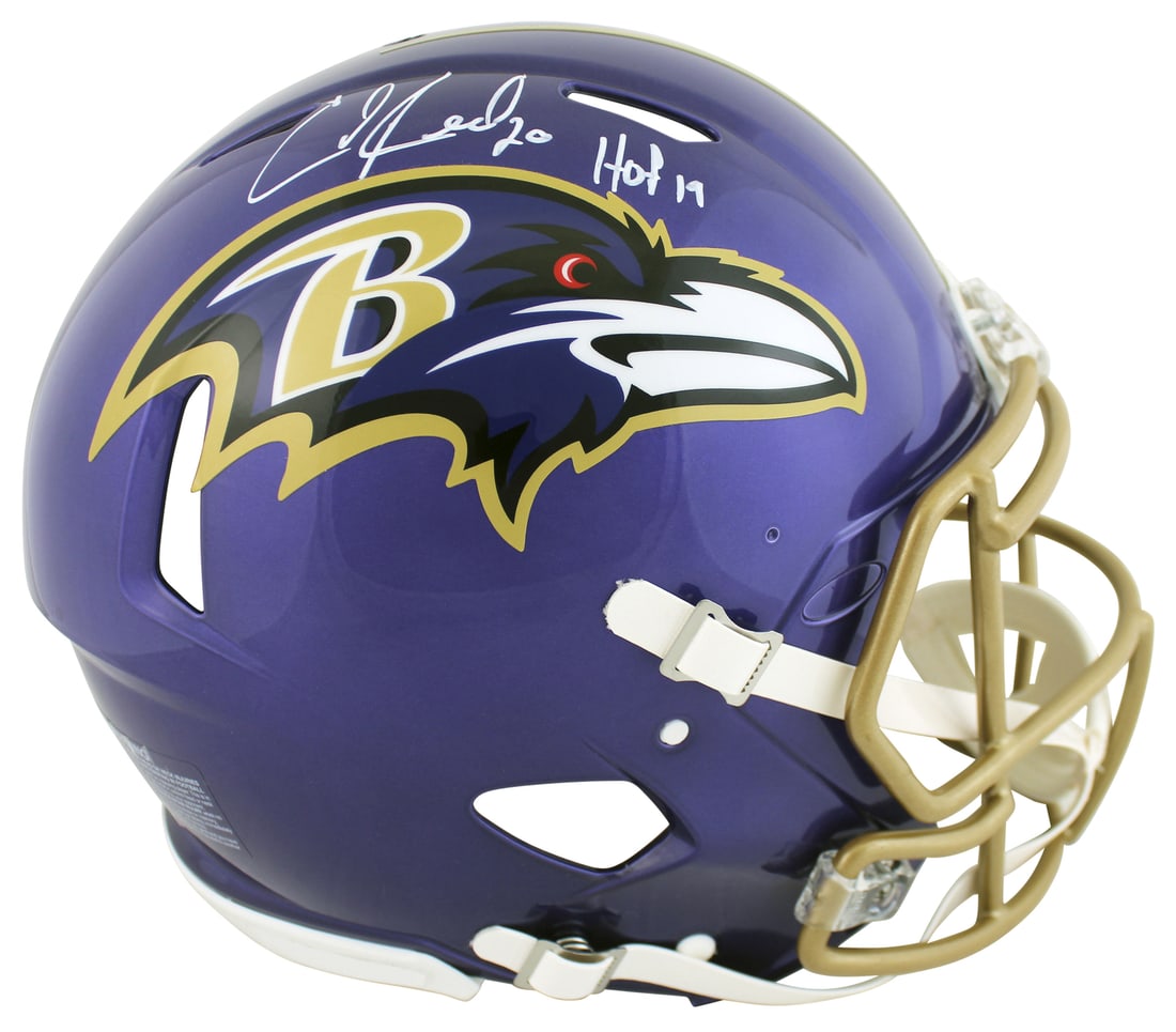 Ed Reed Signed Ravens Flash Full Size Helmet HOF 19 BAS Witnessed (1 of 3)