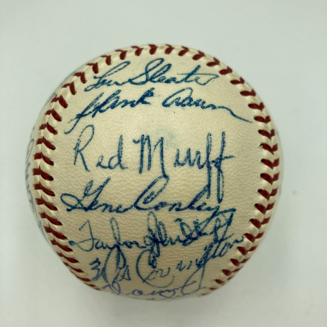 1956-1957 Milwaukee Braves Team Signed Baseball Hank Aaron JSA COA 27 Signatures (1 of 11)