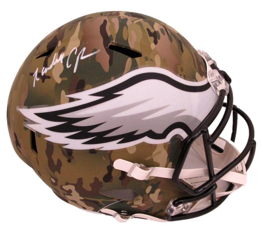 Randall Cunningham Autographed Camo Replica Helmet Eagles BAS Authenticated: Randall Cunningham Autographed Camo Replica Helmet Eagles BAS Authenticated This is a Randall Cunningham Autographed Full Size Camo Replica Helmet from the Philadelphia Eagles. The helmet features a b