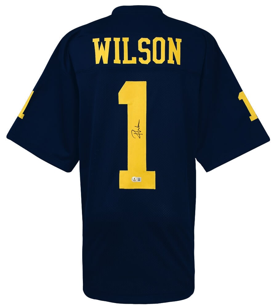 Roman Wilson Signed Michigan Wolverines Navy Football Jersey with Beckett COA (1 of 3)