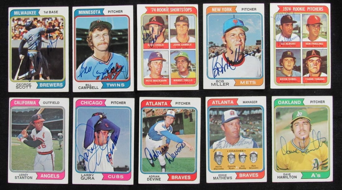 Lot of 37 Autographed 1974 Topps Baseball Cards Jim Perry Phil Niekro (1 of 4)