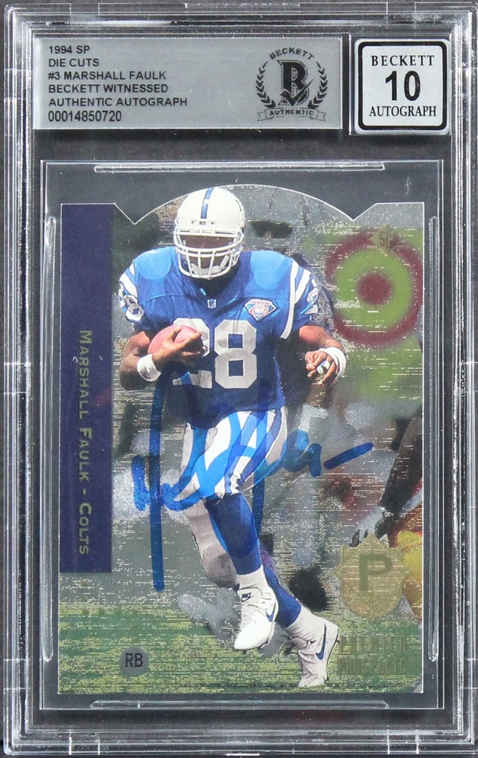 Marshall Faulk Autographed 1994 SP Die Cuts Rookie Card Gem Mint 10 Beckett (1 of 2)