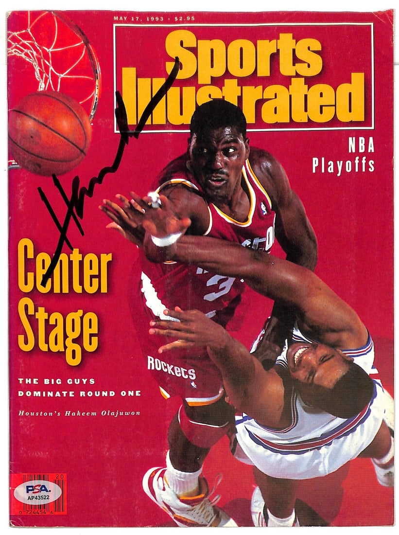 Hakeem Olajuwon Signed Sports Illustrated Magazine Rockets PSA/DNA (1 of 2)