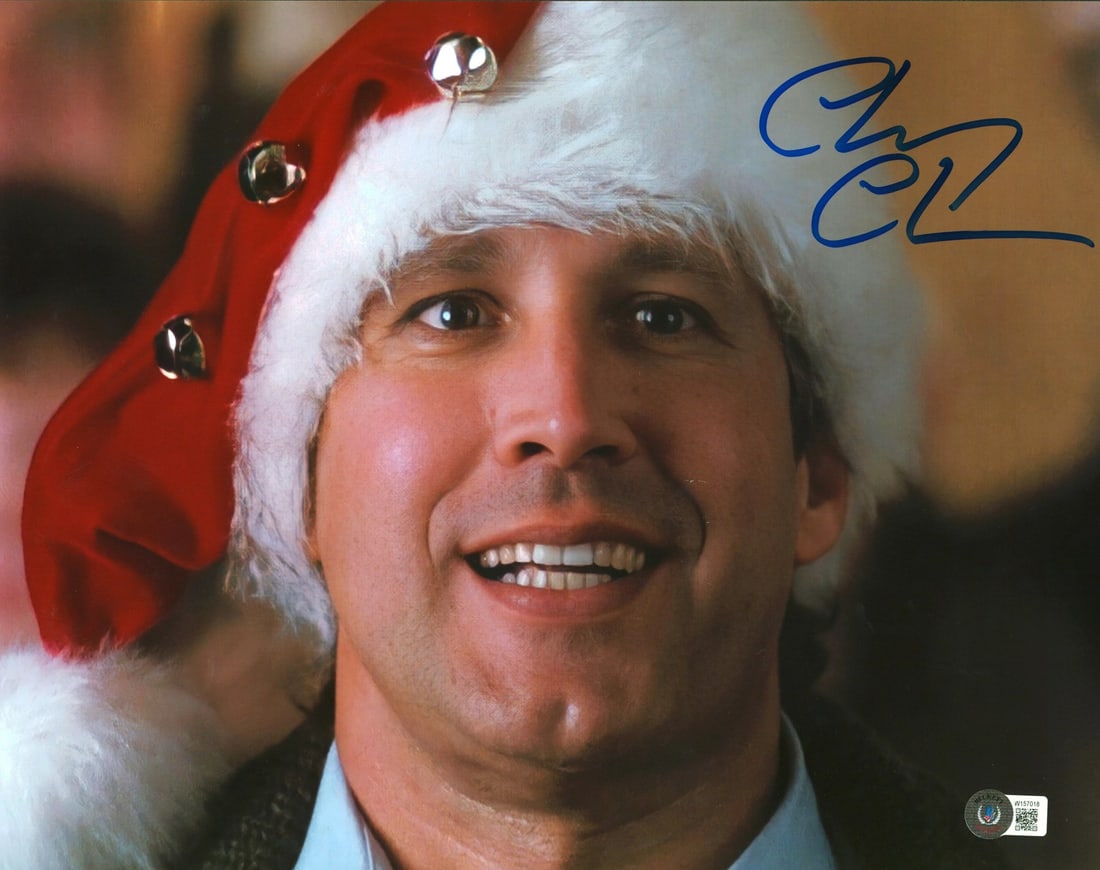 Chevy Chase Signed 11x14 Santa Hat Photo National Lampoon BAS Authenticated (1 of 3)