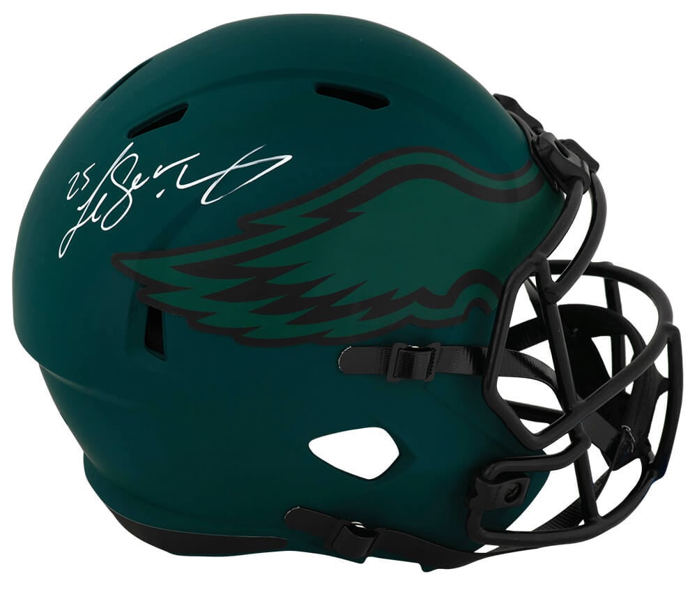 LeSean McCoy Signed Eagles RAVE Replica Helmet with COA: LeSean McCoy Signed Eagles RAVE Replica Helmet with COA This is a signed Philadelphia Eagles RAVE Riddell full size replica helmet by LeSean McCoy, a standout NFL player. The helmet features a sleek d