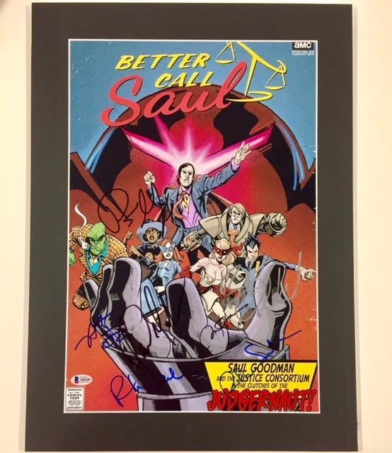 12x18 Better Call Saul Photograph Signed by 7 Cast Members Beckett COA: 12x18 Better Call Saul Photograph Signed by 7 Cast Members Beckett COA This original 12x18 photograph features the cast of Better Call Saul and is signed by seven members. The item comes with a Becket