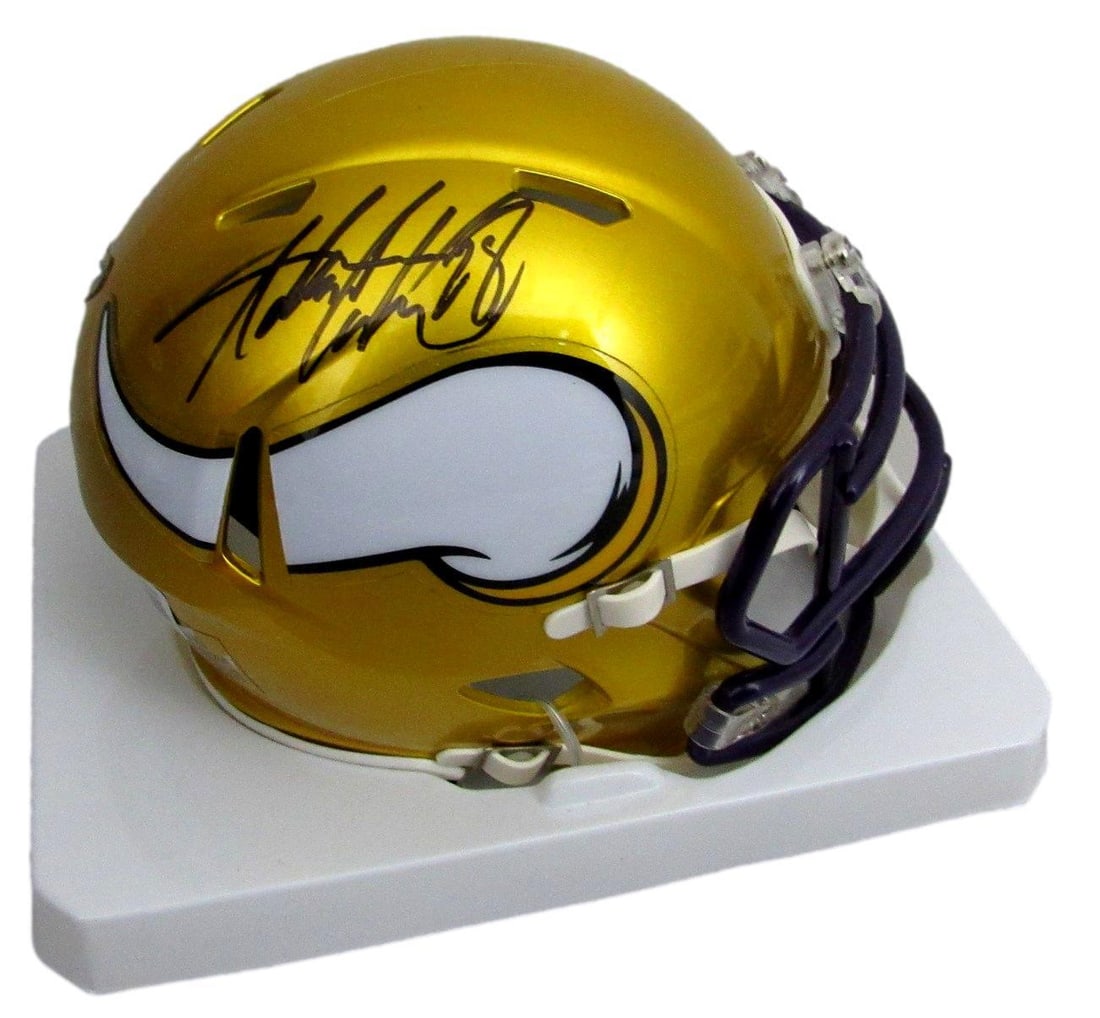 Adrian Peterson Signed Gold Mini Speed Flash Helmet Vikings BAS Beckett (1 of 5)