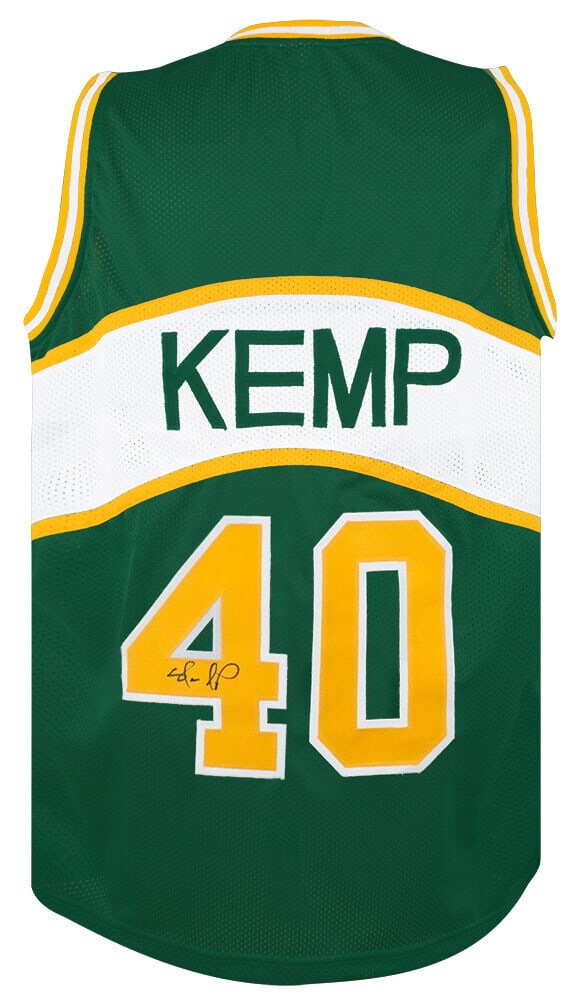 Shawn Kemp Signed Green Throwback Jersey with COA: Shawn Kemp Signed Green Throwback Jersey with COA Shawn Kemp Signed Green Throwback Jersey with COA This is a green throwback custom basketball jersey signed by NBA star Shawn Kemp, known for his time