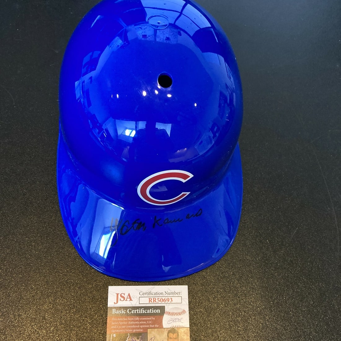 Yosh Kawano Signed 1969 Chicago Cubs Helmet JSA Authenticated: Yosh Kawano Signed 1969 Chicago Cubs Helmet JSA Authenticated This original full-size Chicago Cubs baseball helmet, signed by Yosh Kawano, is a remarkable piece of sports memorabilia. It features Jame