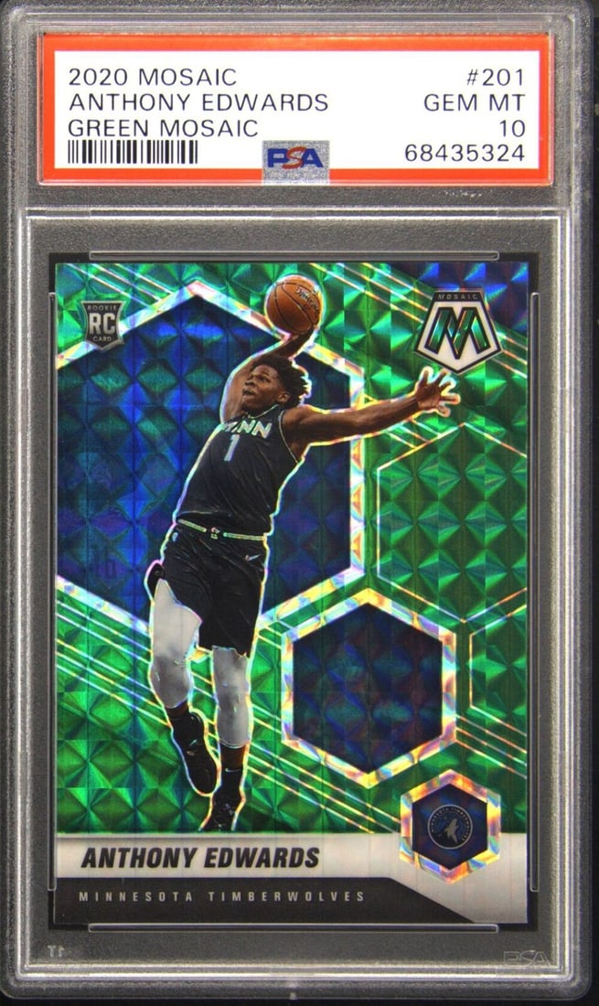 2020 Mosaic Anthony Edwards #201 Green Mosaic RC PSA 10 Basketball Card (1 of 2)
