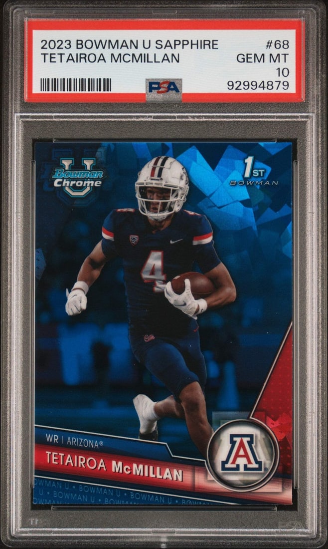 2023 Topps Bowman U Sapphire Tetairoa McMillan Football Card PSA 10 (1 of 2)