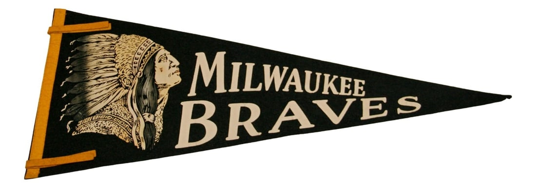 1950s Milwaukee Braves Original 29 Inch Baseball Pennant (1 of 4)