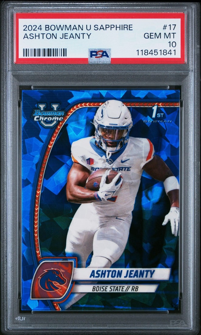 2024 Topps Bowman U Sapphire Ashton Jeanty #17 RC PSA 10 Football Card (1 of 2)