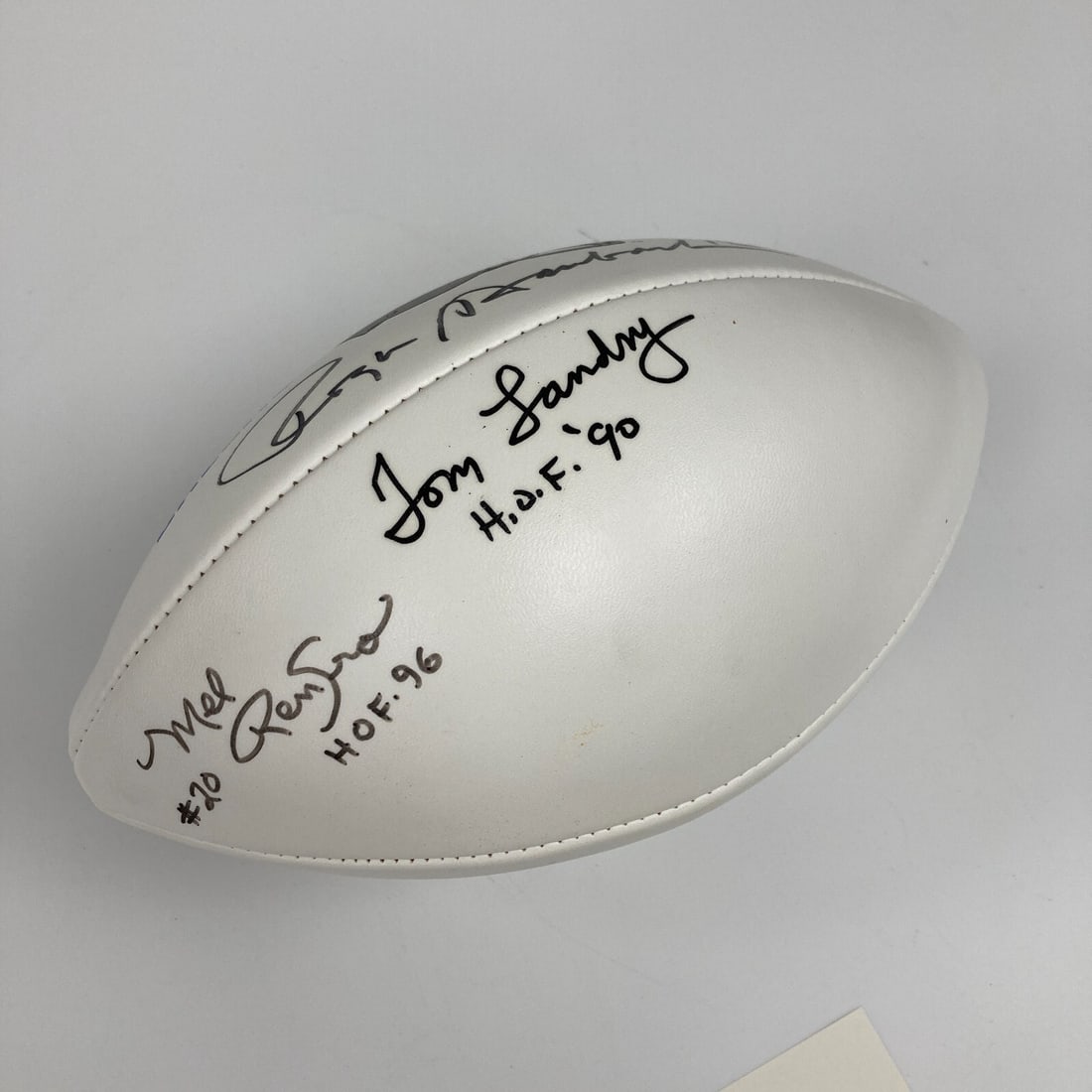 Tom Landry HOF 1990 Signed Football by Roger Staubach JSA COA Dallas Cowboys: Tom Landry HOF 1990 Signed Football by Roger Staubach JSA COA Dallas Cowboys This original Dallas Cowboys football is a remarkable collectible featuring the signatures of two legendary figures: Tom La