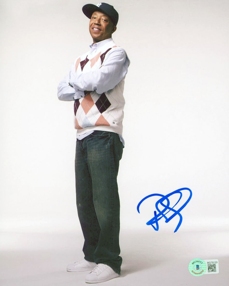 Russell Simmons Signed 8x10 Photo Authentic Beckett BAS #BG79133: Russell Simmons Signed 8x10 Photo Authentic Beckett BAS #BG79133 This is an authentic 8x10 photo personally signed by Russell Simmons. The item comes with a Beckett Authentication Services (BAS) stick