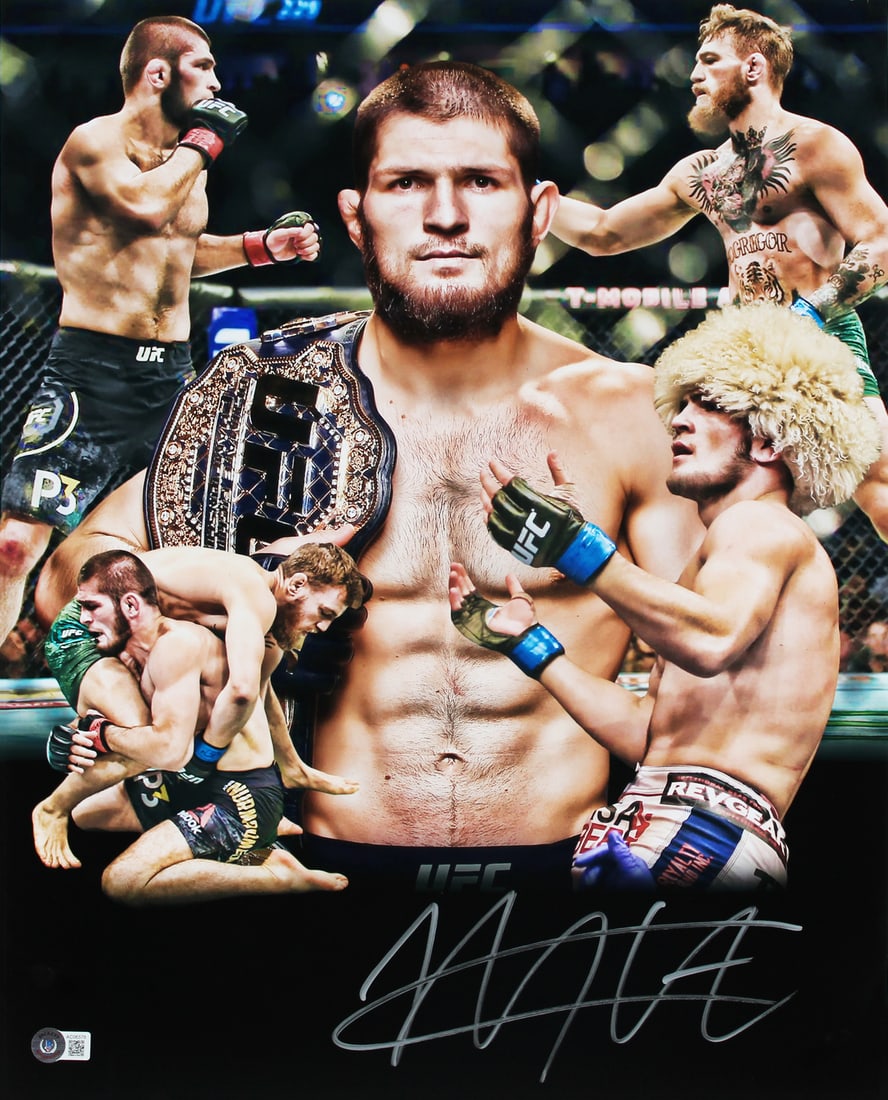 Khabib Nurmagomedov Signed 16x20 Photo BAS Authenticated MMA: Khabib Nurmagomedov Signed 16x20 Photo BAS Authenticated MMA This authentic vertical 16x20 photo features a personally signed autograph from Khabib Nurmagomedov, a prominent figure in Mixed Martial Ar