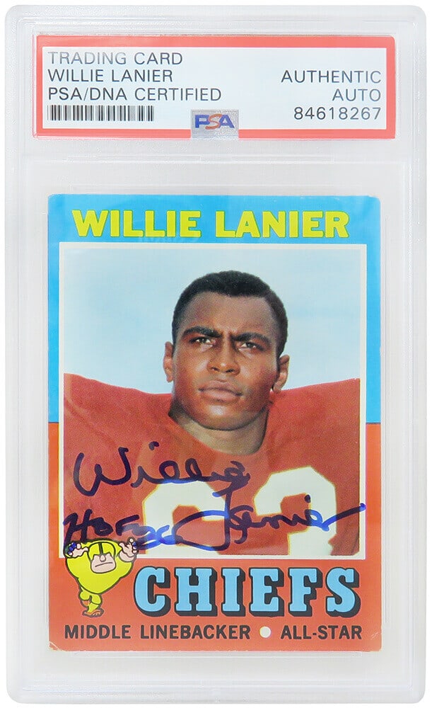Willie Lanier Signed 1971 Topps Rookie Card HOF 86 PSA Authenticated (1 of 2)