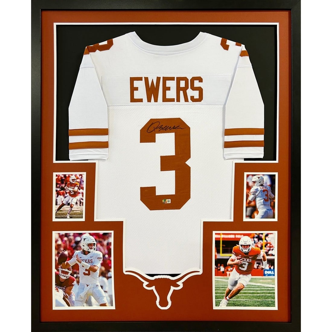 Quinn Ewers Framed Autographed Texas Jersey Beckett Authenticated (1 of 2)