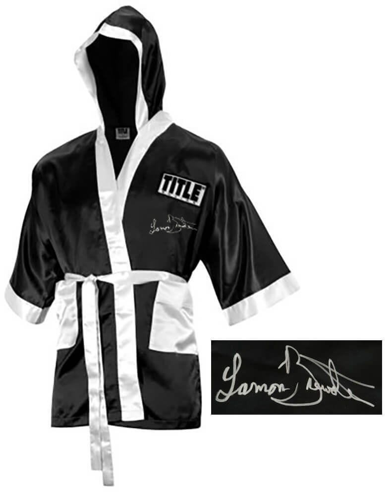 Lamon Brewster Signed Title Boxing Robe Relentless with COA (1 of 1)
