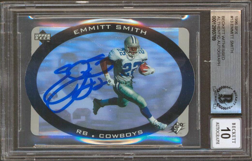 Emmitt Smith Signed 1996 SPX #13 Card Gem Mint 10 Beckett Slabbed (1 of 2)