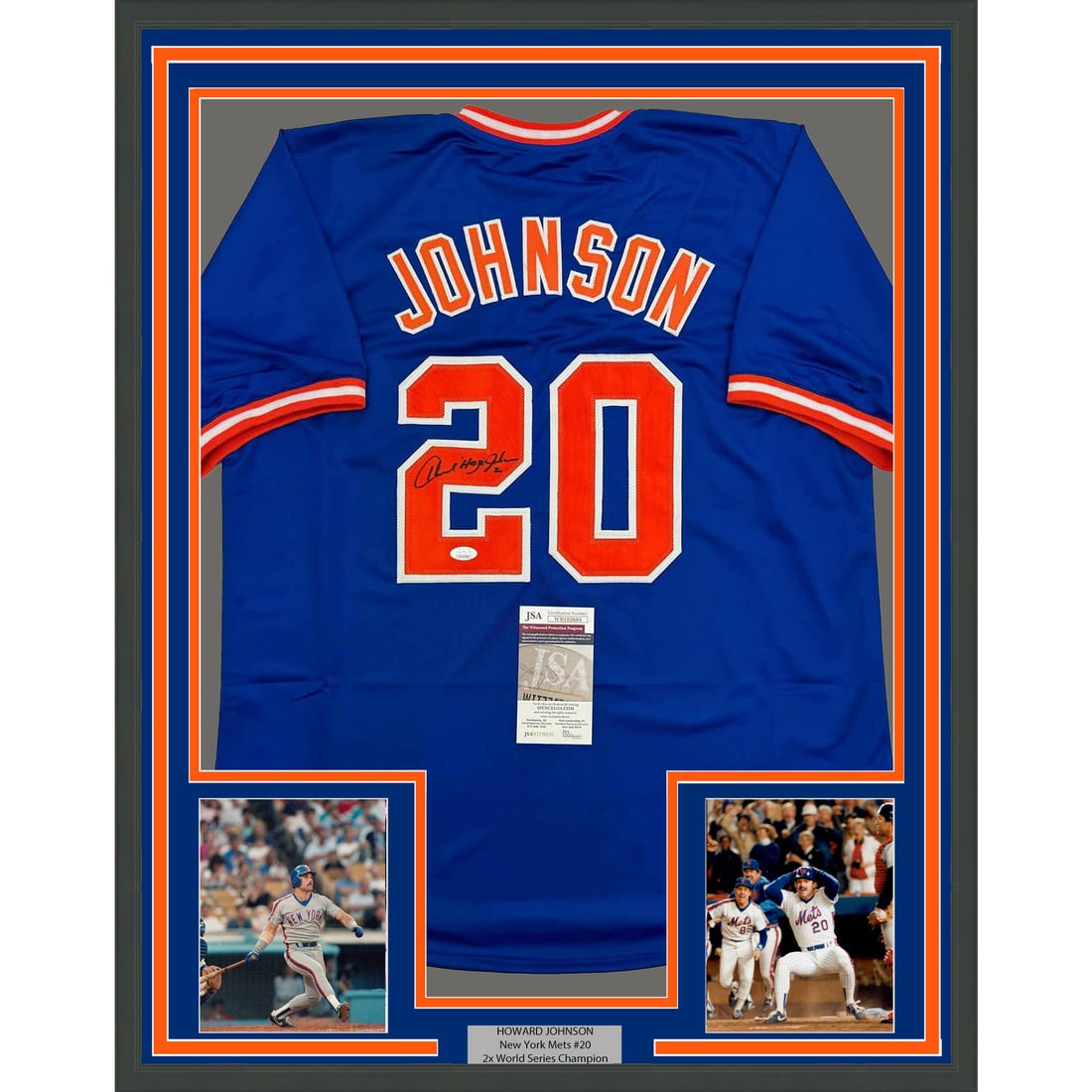 Howard Johnson Autographed New York Mets Jersey with JSA COA 35x39 Framed (1 of 2)