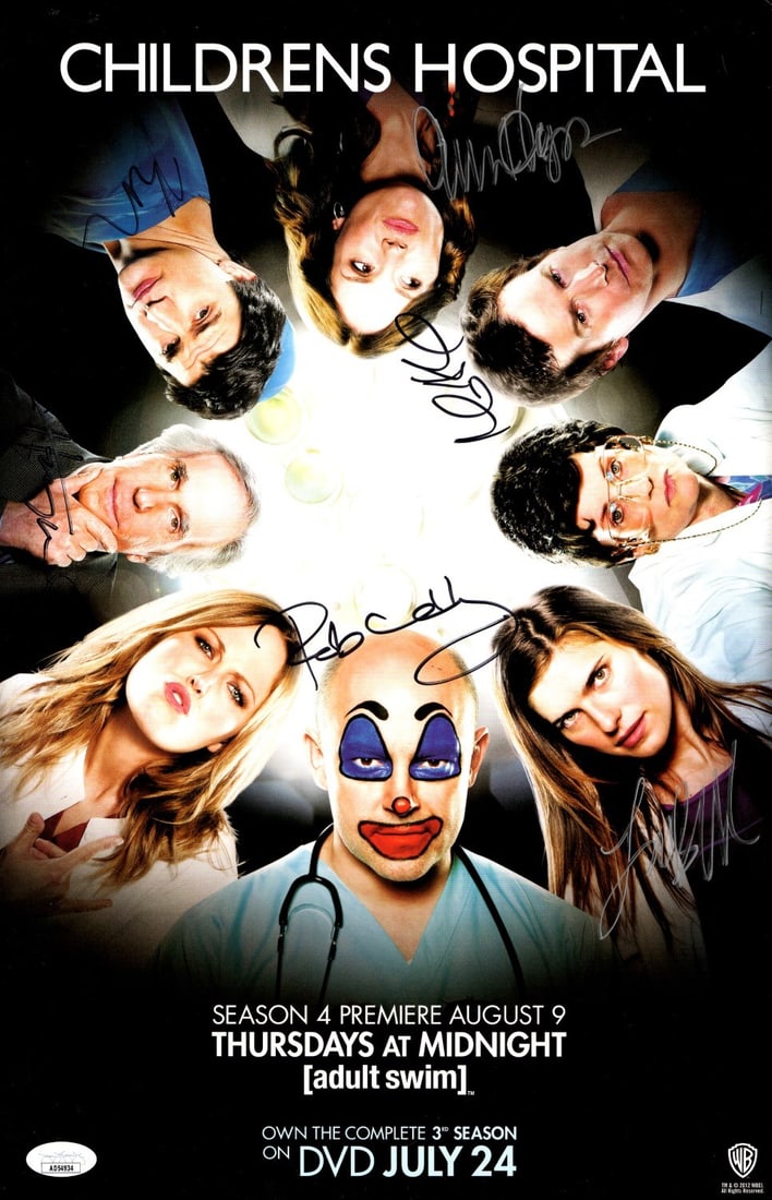 Children's Hospital Multi Signed 11X17 Poster JSA Authenticated 6 Autos: Children's Hospital Multi Signed 11X17 Poster JSA Authenticated 6 Autos This original 11x17 poster from the popular series 'Children's Hospital' features six autographs from prominent cast members, in