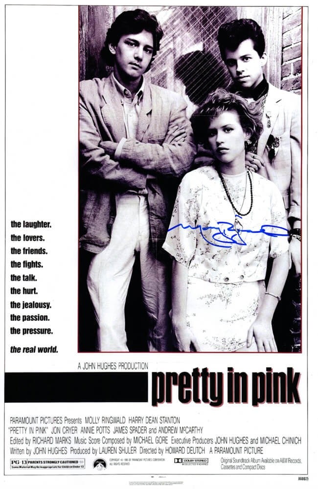 Molly Ringwald Signed Pretty In Pink Poster 11x17 with Certificate of Authenticity: Molly Ringwald Signed Pretty In Pink Poster 11x17 with Certificate of Authenticity This is an original 11x17 movie poster of 'Pretty In Pink' signed by Molly Ringwald. The item includes a tamper-proof
