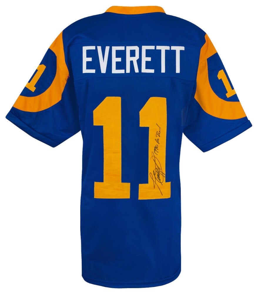 Jim Everett Signed Blue Rams Throwback Jersey 1990 Pro Bowl COA (1 of 3)