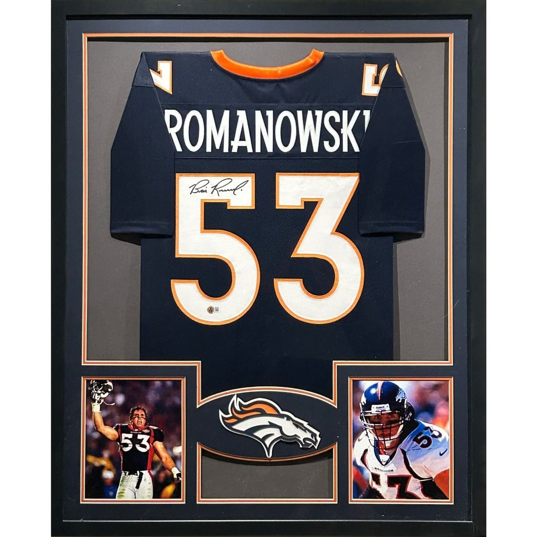 Bill Romanowski Denver Broncos Signed Framed Jersey Beckett Authenticated: Bill Romanowski Denver Broncos Signed Framed Jersey Beckett Authenticated This autographed Bill Romanowski framed jersey is a must-have for any Denver Broncos fan. Authenticated by Beckett, a leader i