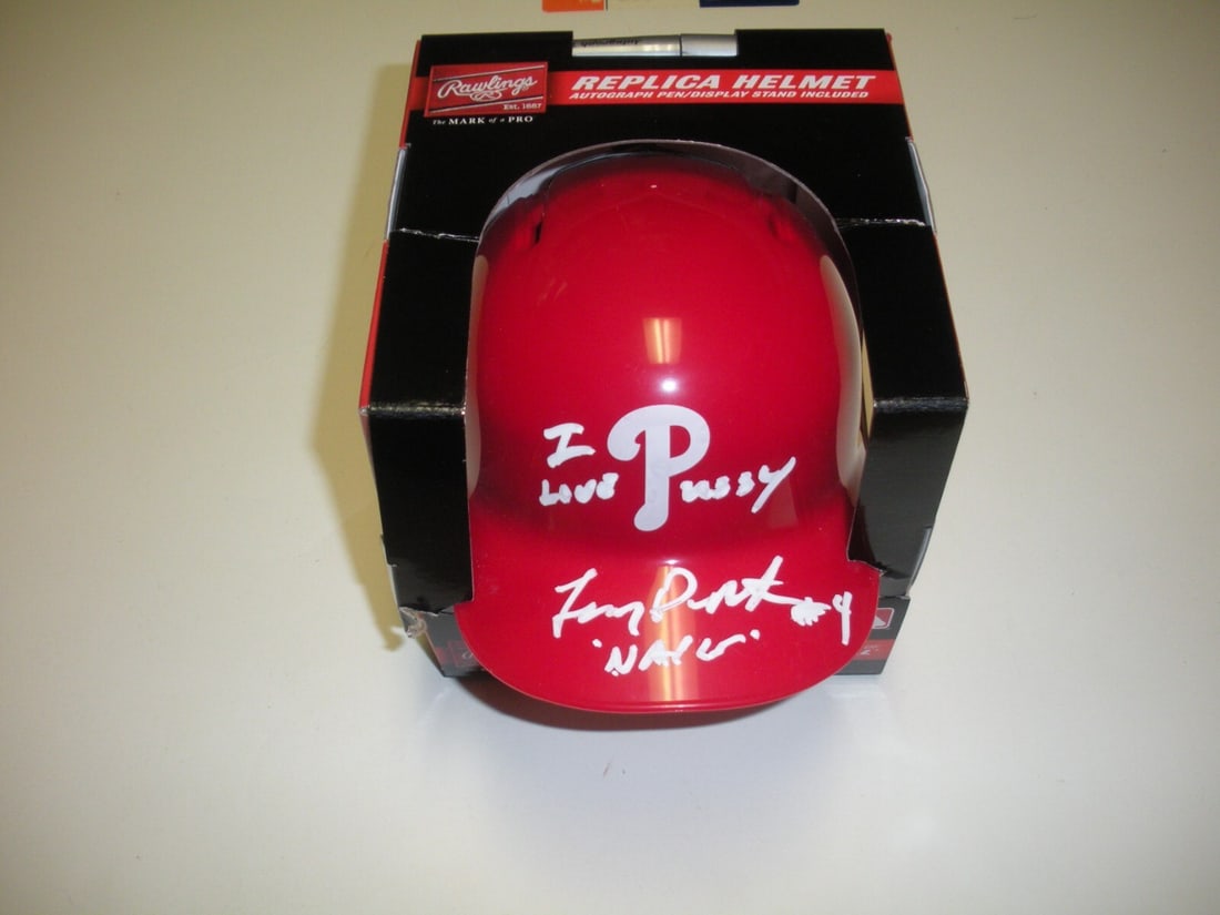 Lenny Dykstra Signed Philadelphia Phillies Mini Helmet with COA (1 of 1)