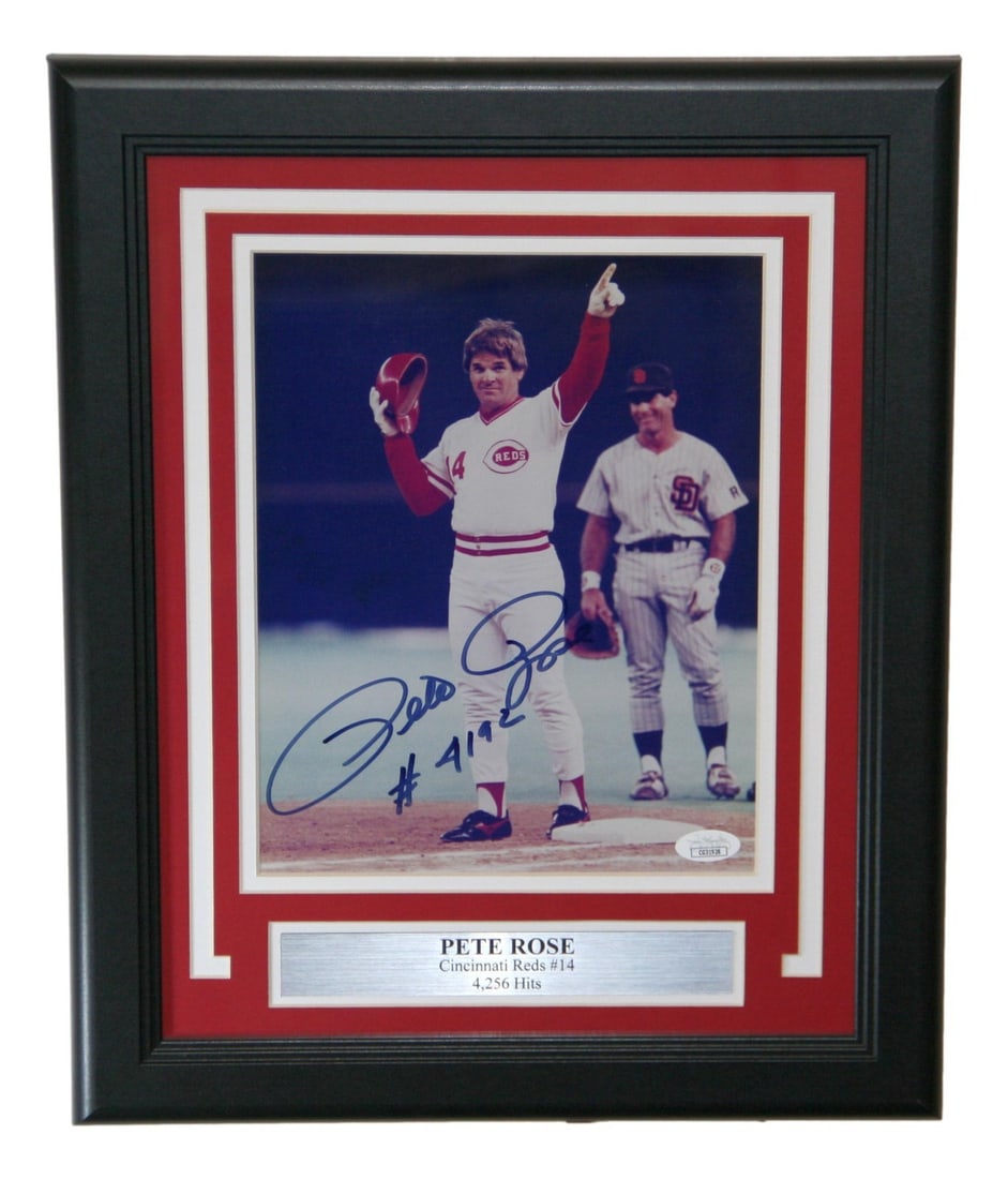 Pete Rose Signed Framed Cincinnati Reds 8x10 Photo JSA Authenticated (1 of 3)