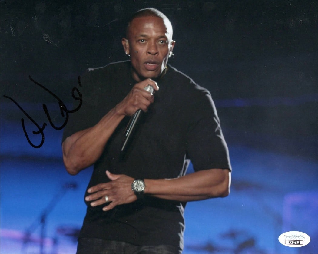 Dr. Dre Autographed 8X10 Photo JSA Authenticated N.W.A Death Row Records: Dr. Dre Autographed 8X10 Photo JSA Authenticated N.W.A Death Row Records This authentic 8x10 photo of Dr. Dre has been signed by the legendary rapper himself. The autograph is authenticated by James S