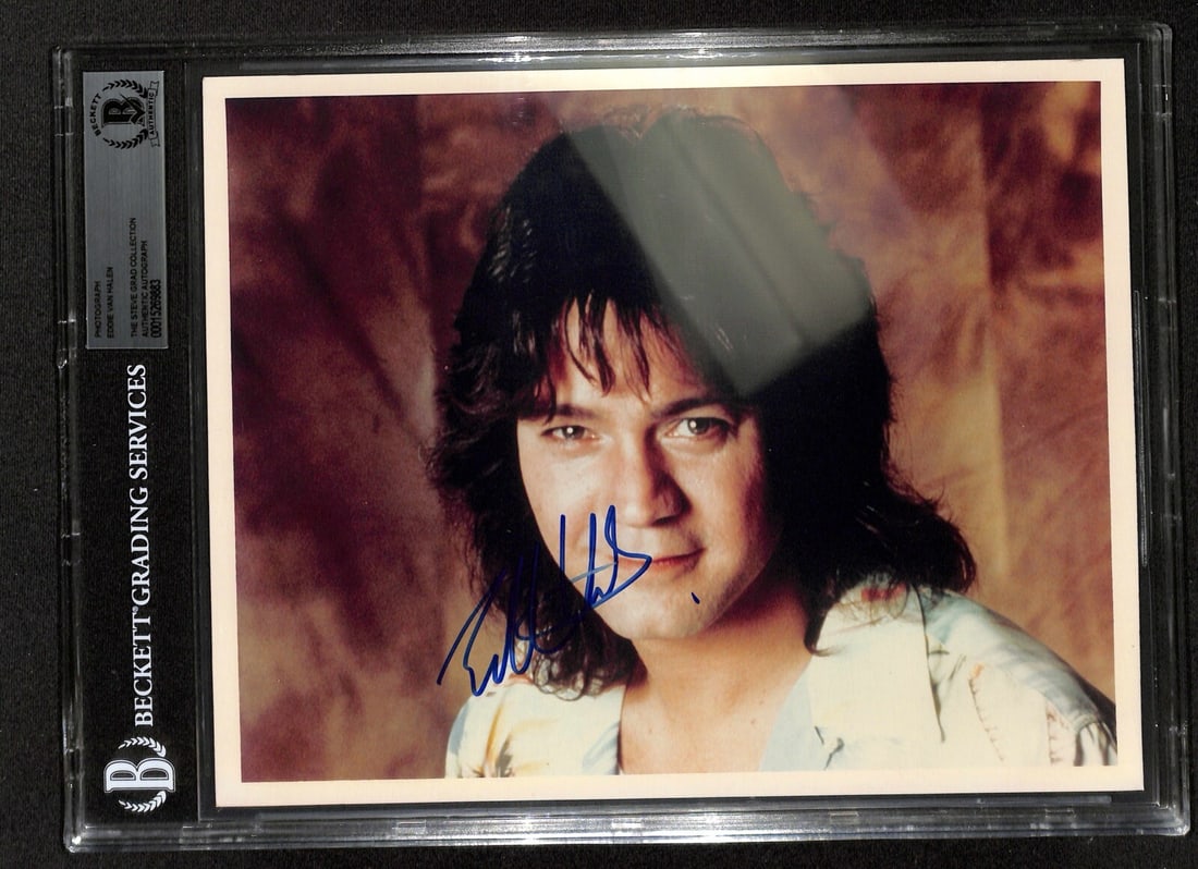 Beckett Authenticated Eddie Van Halen Autographed 8x10 Photo in Slab (1 of 1)