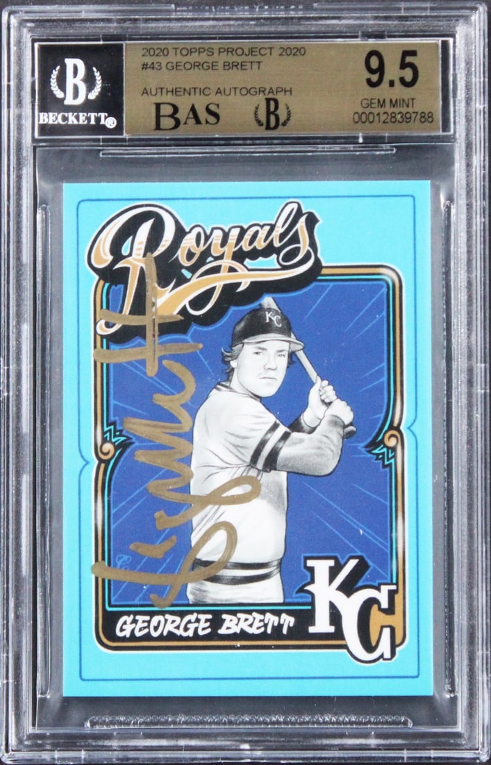 George Brett Signed Topps Project 2020 #43 Card 9.5 Auto 8 BAS Slabbed Royals (1 of 2)
