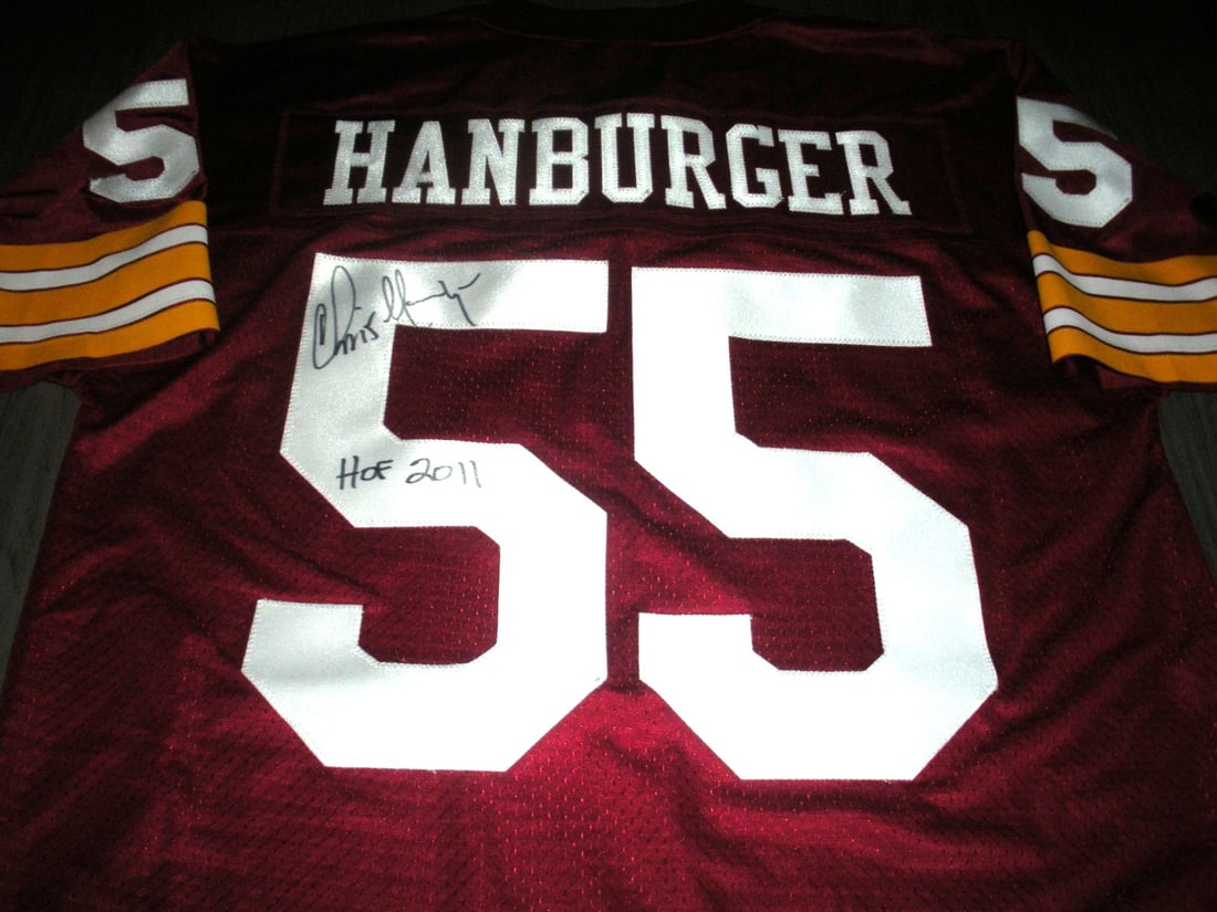 Chris Hamburger Signed Proline Jersey with COA NFL Washington Redskins: Chris Hamburger Signed Proline Jersey with COA NFL Washington Redskins This officially licensed Proline jersey is signed by Chris Hanburger, a renowned player from the Washington Redskins. This unique