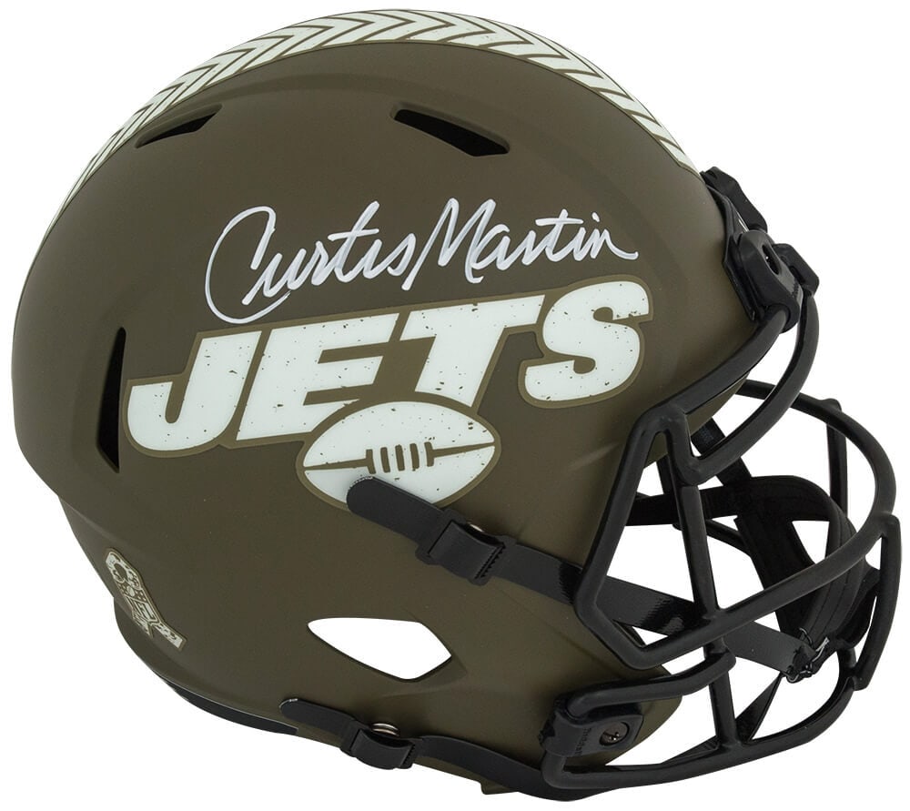 Curtis Martin Signed NY Jets Salute to Service Riddell Helmet with COA (1 of 1)