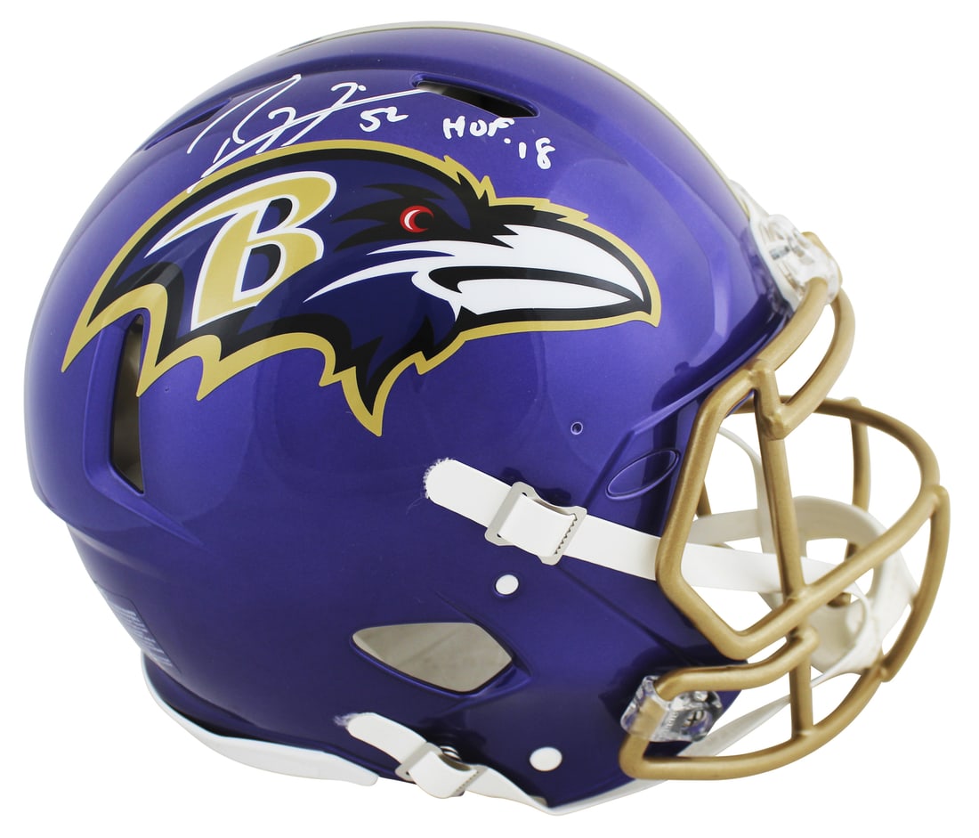 Ray Lewis Signed Ravens HOF 18 Full Size Helmet BAS Witnessed (1 of 3)