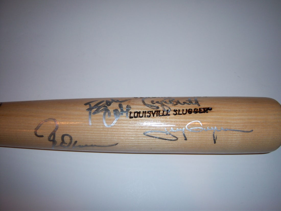George Brett Rod Carew Tony Gwynn Signed Baseball Bat with JSA COA (1 of 2)